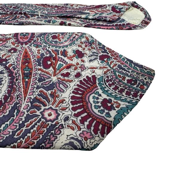 Liberty of London Tie Vintage Paisley Print Cotton Made in USA Burgundy Teal - Picture 4 of 5